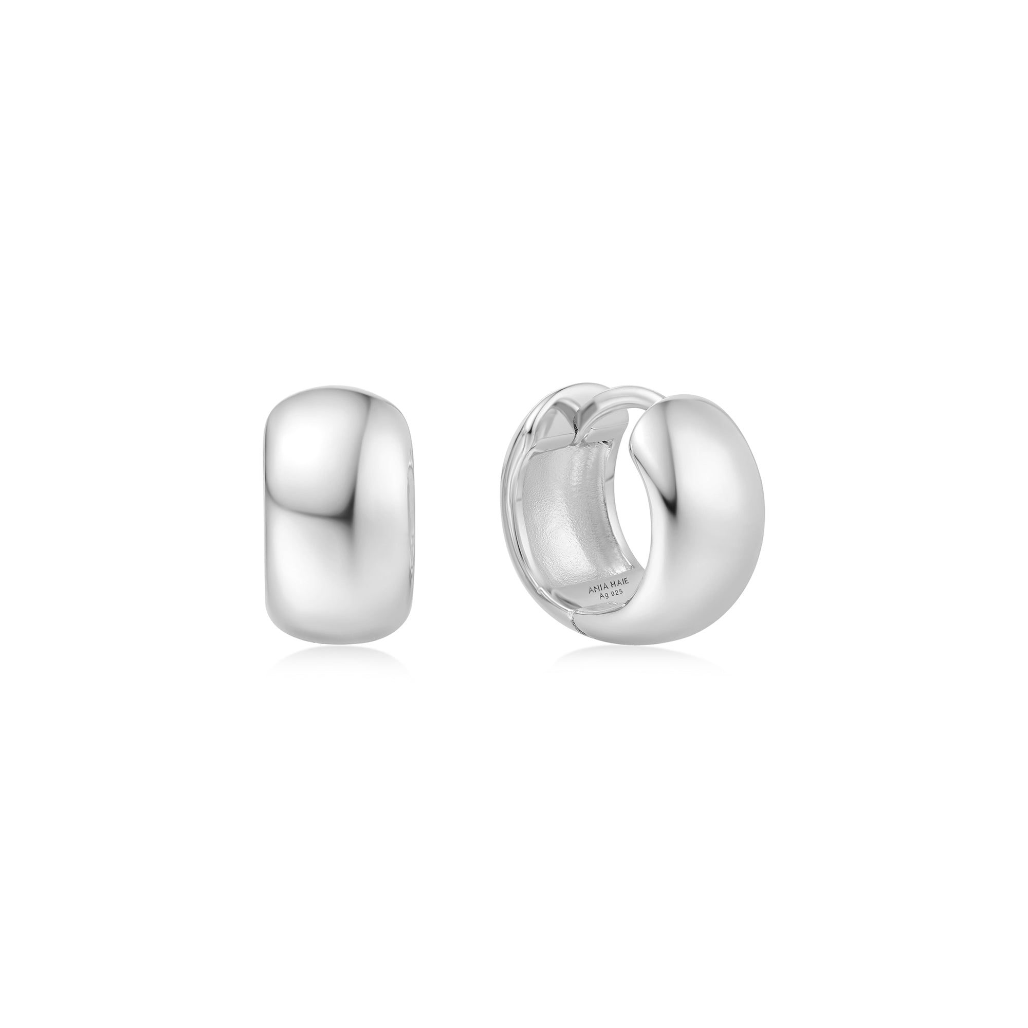 Ania Haie Silver Chubby Small Huggie Hoop Earrings