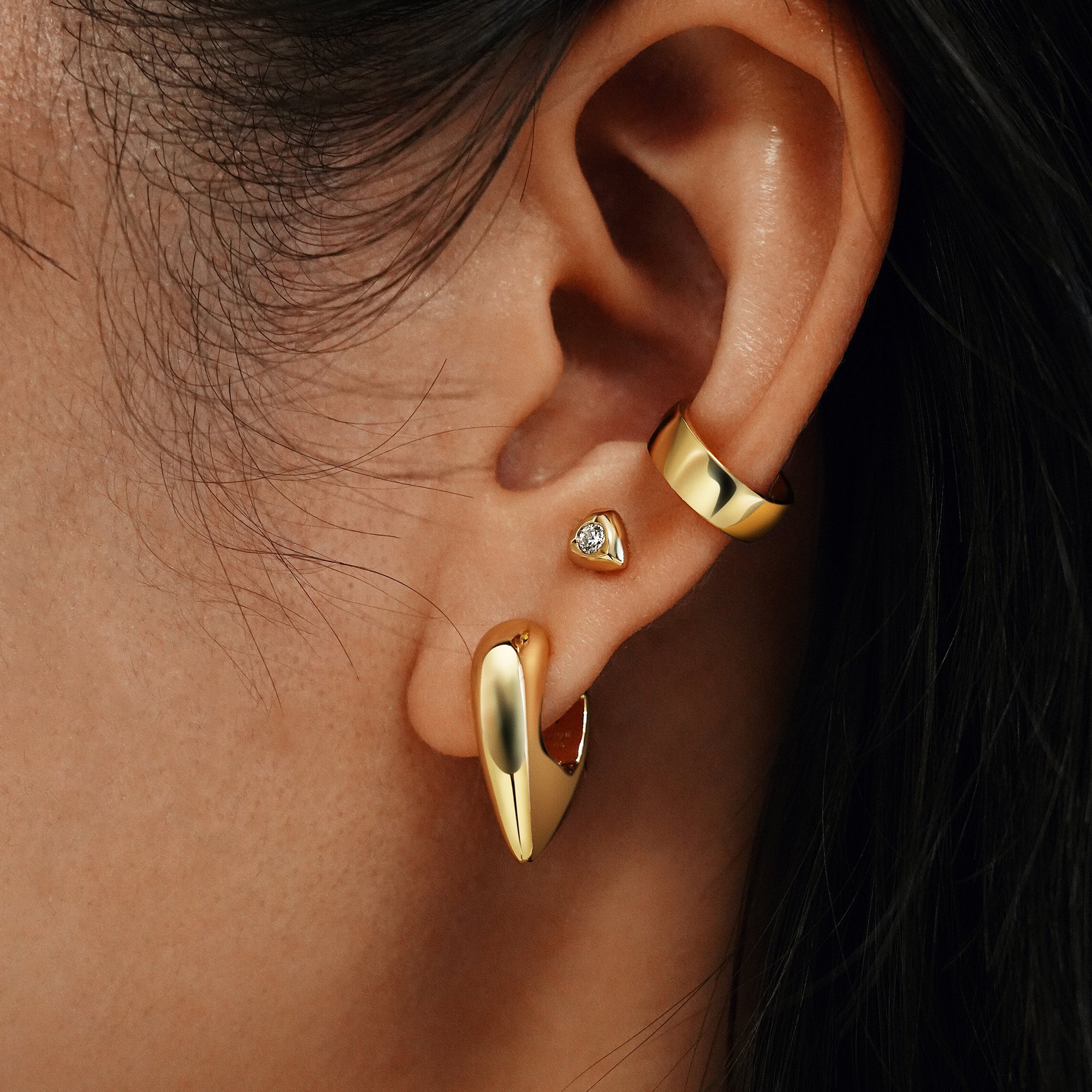 Ania Haie Gold Puffy Shield Huggie Hoop Earrings