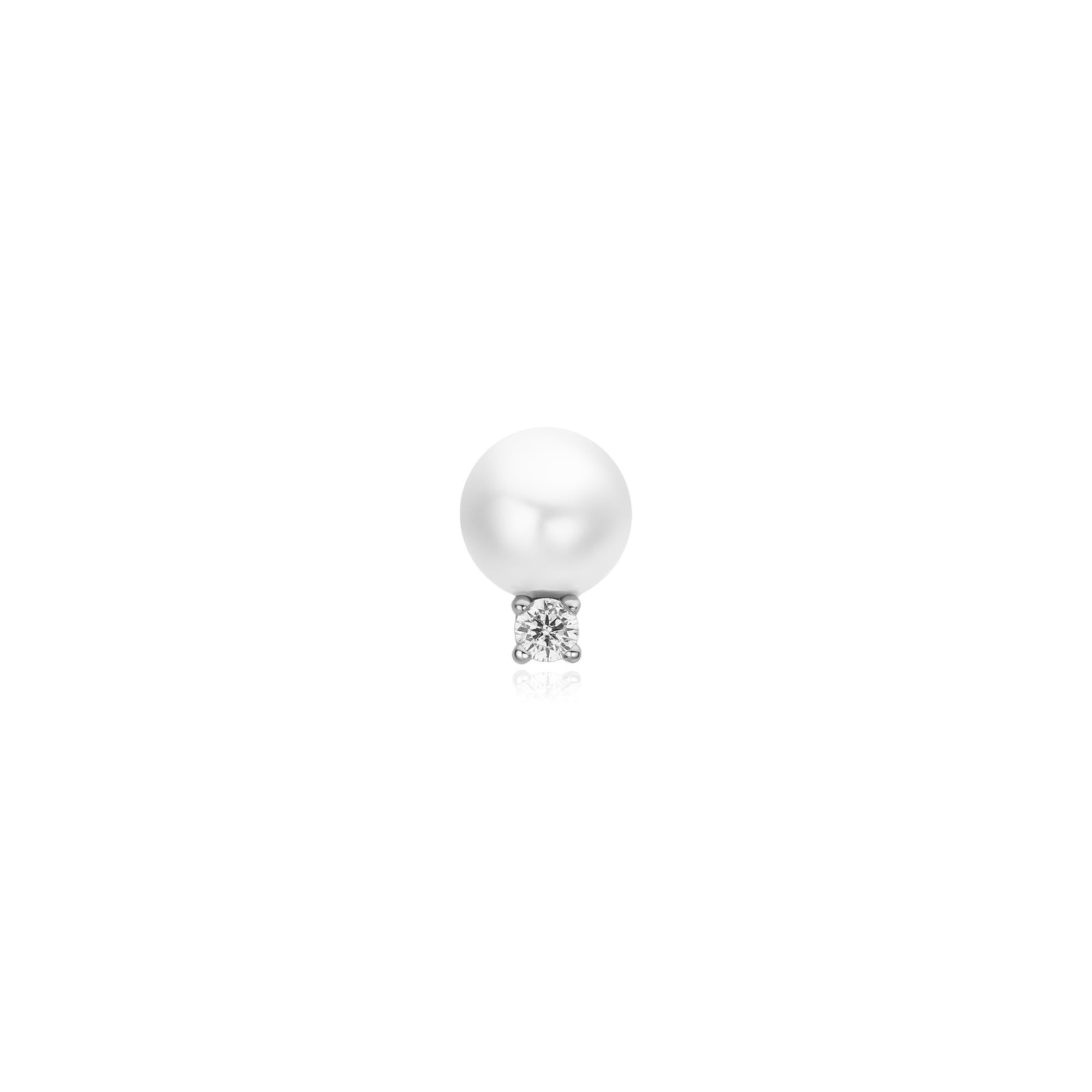 Ania Haie Silver Shell Pearl with Sparkling Accent Barbell Single Earring