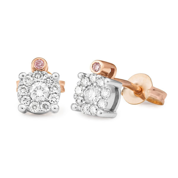 PINK CAVIAR 0.32ct Pink Diamond Earrings in 9ct Rose & White Gold