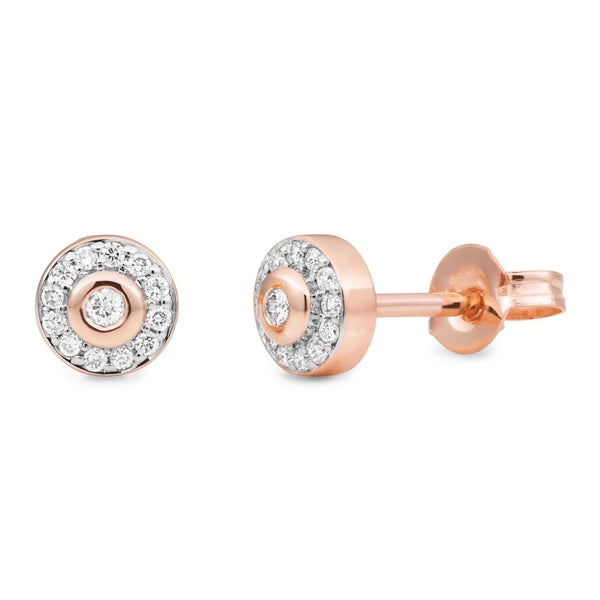 0.15ct Diamond Bezel-Bead Set Diamond Earrings in 9ct Rose Gold