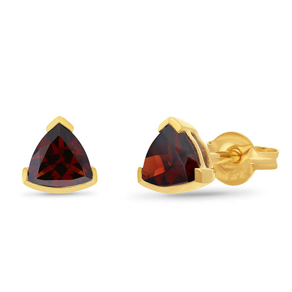 9ct Yellow Gold Garnet Earrings