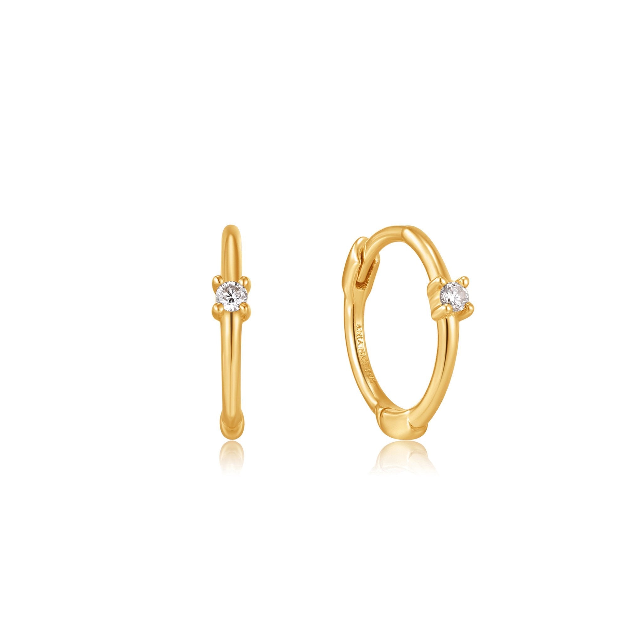 Ania Haie 14ct Gold Single Natural Diamond Huggie Hoop Earrings