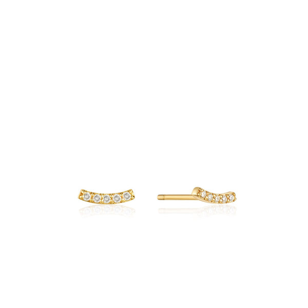 Ania Haie 14ct Gold Magma Diamond Curve Stud Earrings