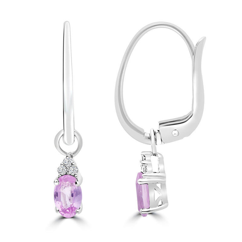 0.03ct HI I1 Diamond & Pink Sapphire Earrings in 9ct White Gold