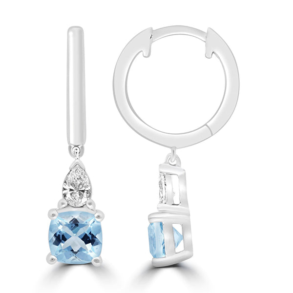 0.20ct HI I1 Diamond & Aquamarine Earrings in 9ct White Gold