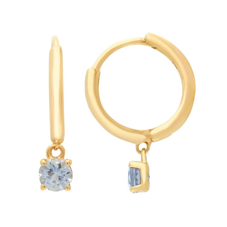 Aquamarine Huggie Earrings 9ct Yellow Gold