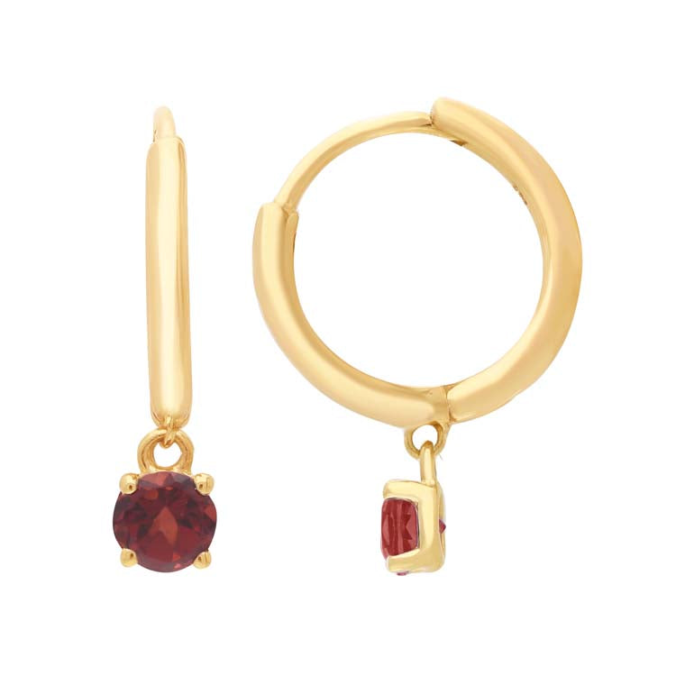 Garnet Huggie Earrings 9ct Yellow Gold