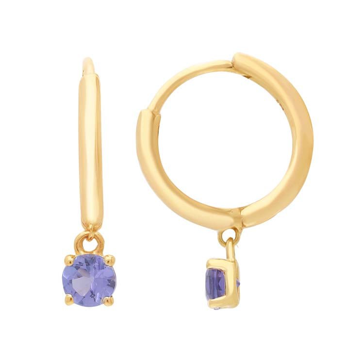 Tanzanite Huggie Earrings 9ct Yellow Gold