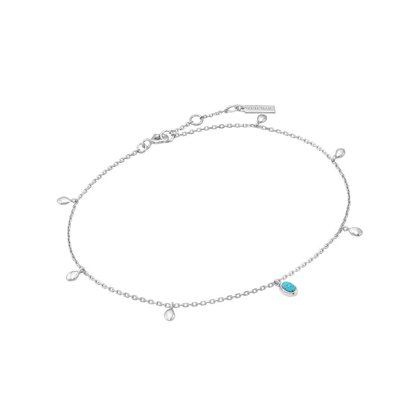 Ania Haie Silver Turquoise Drop Pendant Anklet