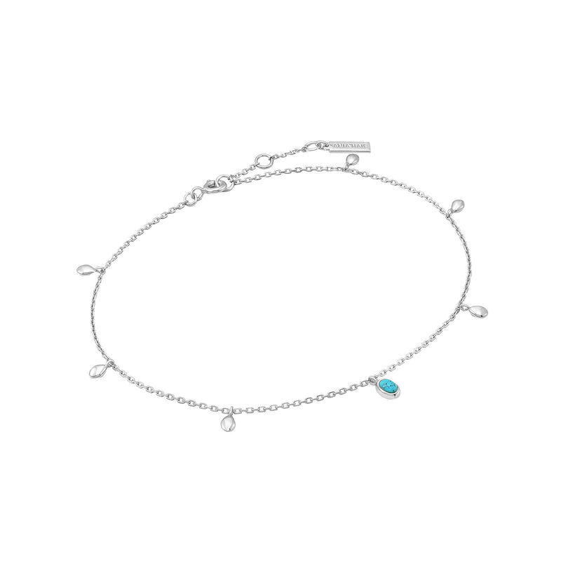 Ania Haie Silver Turquoise Drop Pendant Anklet