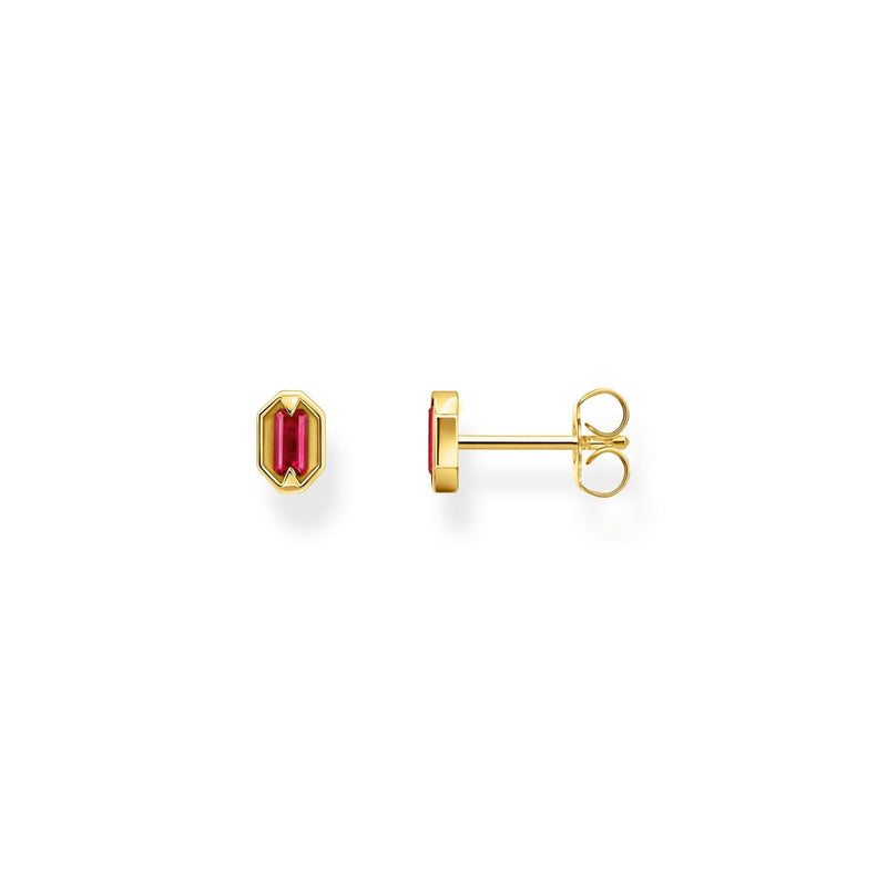 THOMAS SABO Gold Small Ear Studs with Red Stones