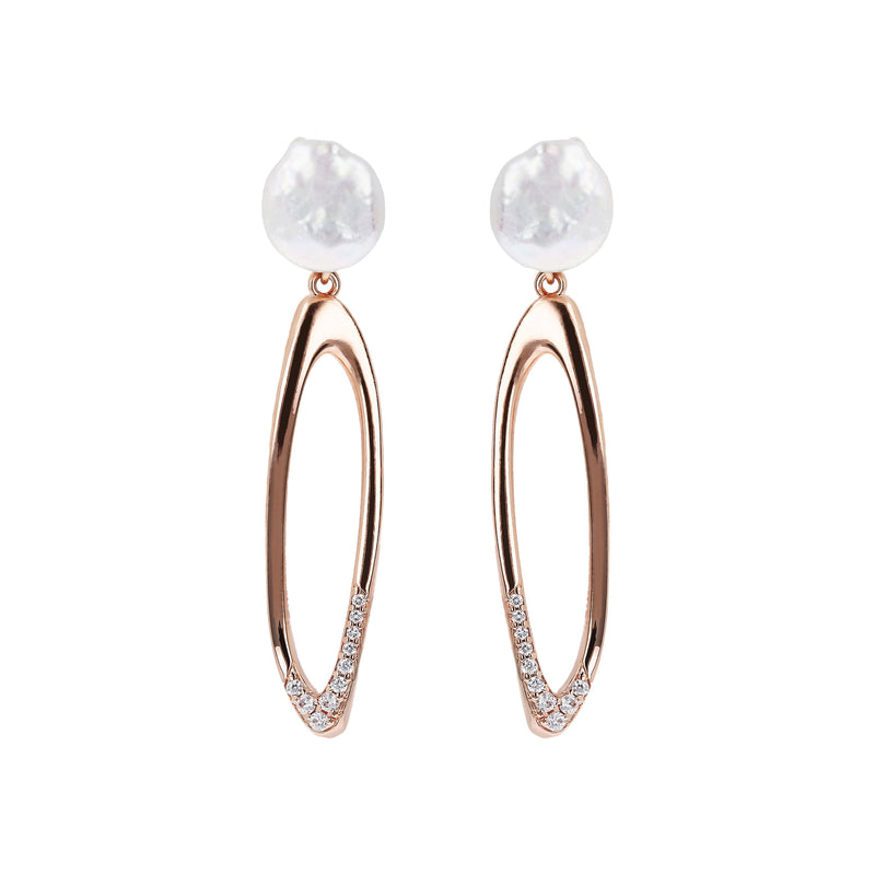 Bronzallure Hoop Earrings with Coin Pearls