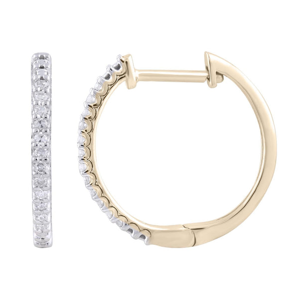 Hoop Earrings with 0.1ct Diamonds in 9K Yellow Gold