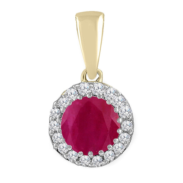 9ct Yellow Gold 0.03ct Diamond Ruby Pendant