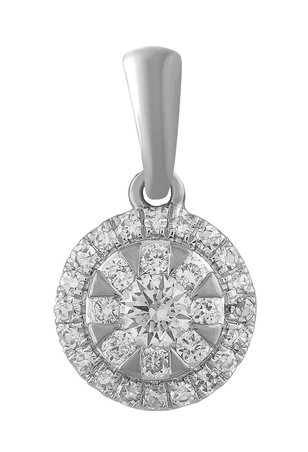 9ct White Gold 0.20ct Diamond Round Pendant