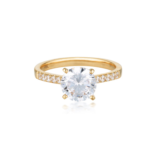 Georgini Round Brilliant Cut 2.00ct Moissanite Engagement Ring in 9ct Yellow Gold