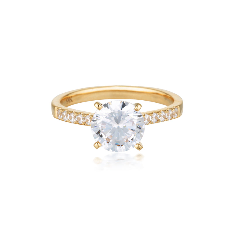 Georgini Round Brilliant Cut 2.00ct Moissanite Engagement Ring in 9ct Yellow Gold