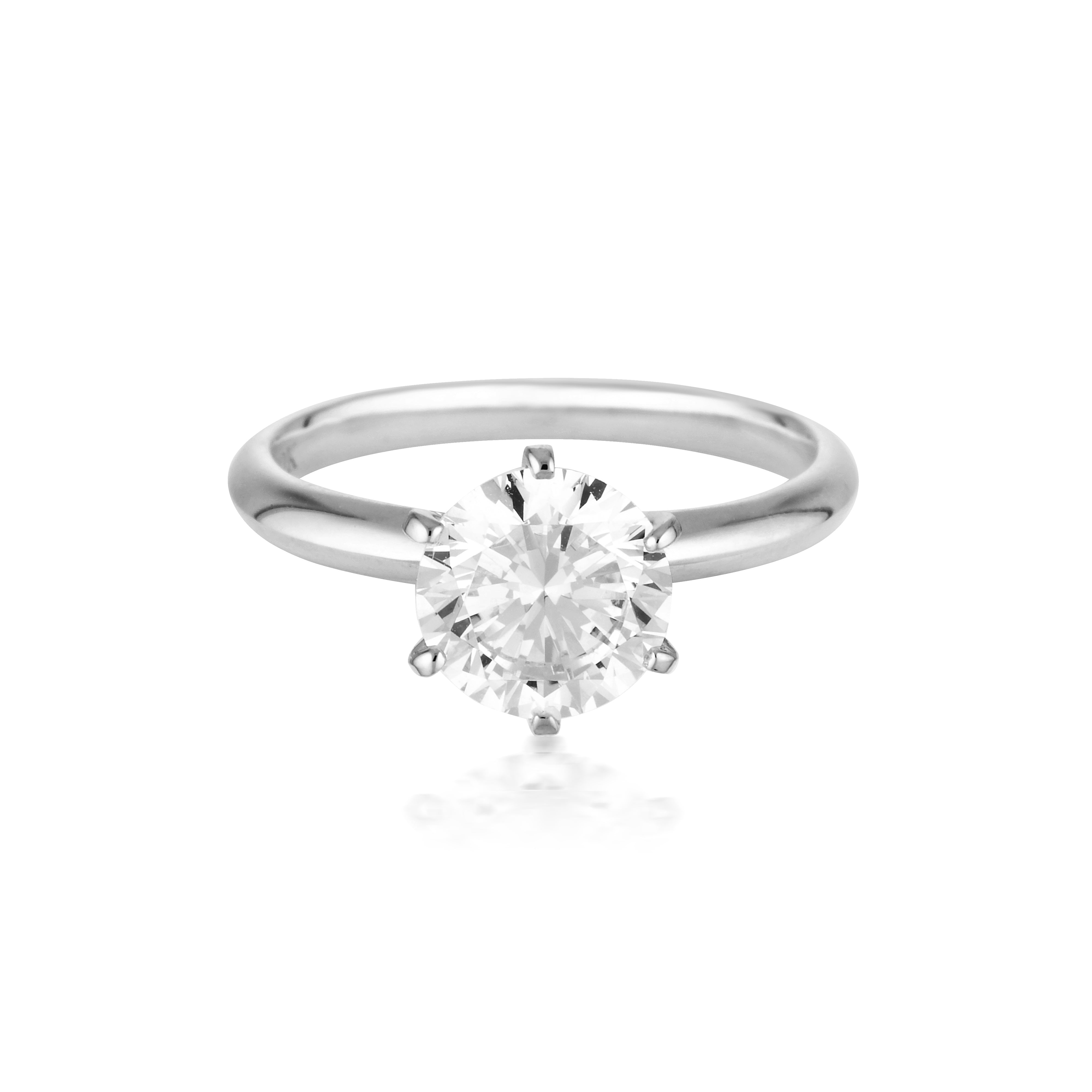 Georgini Round Brilliant Cut 2.00ct Moissanite Solitaire with Knife Edge Band in White Gold