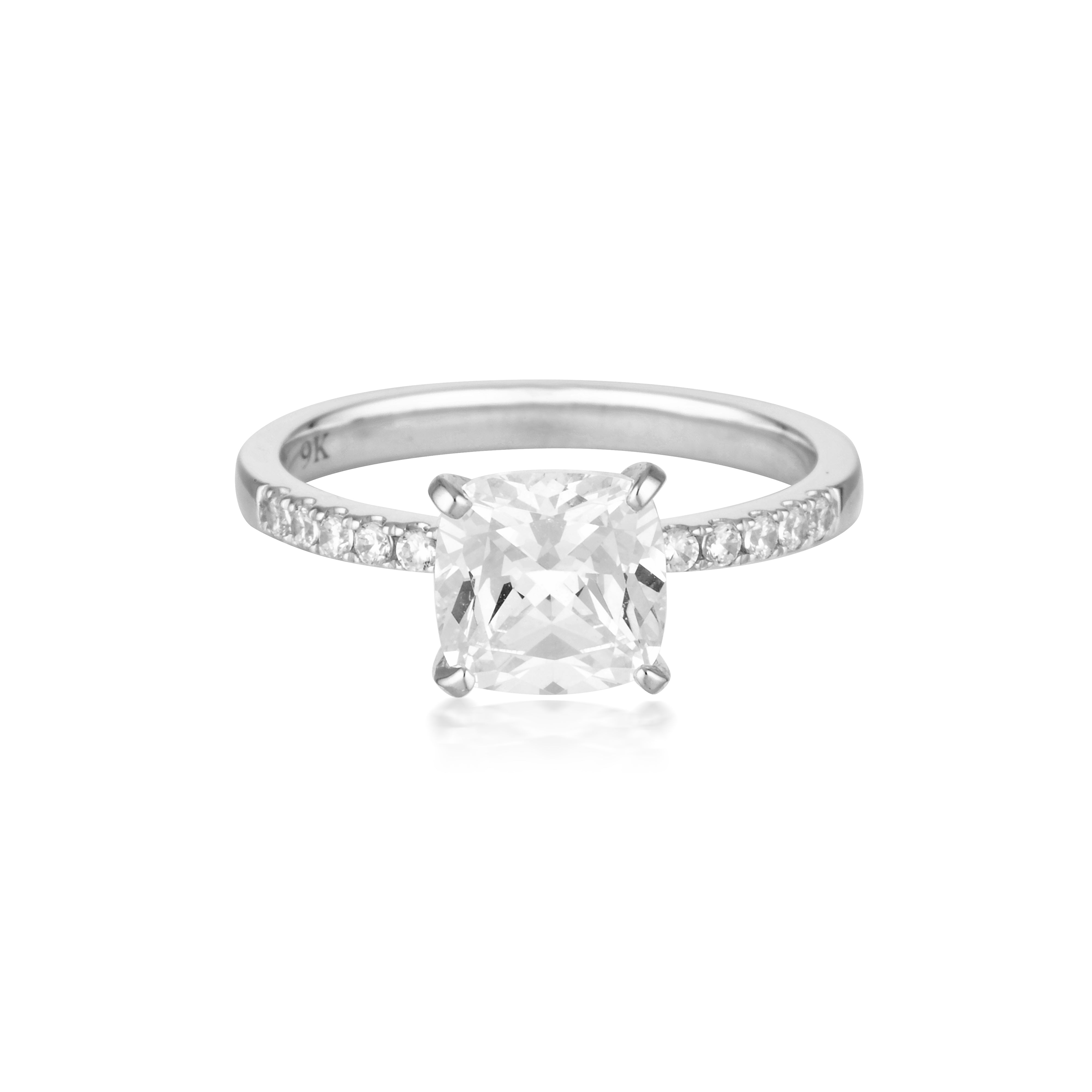 Georgini Cushion Cut 1.50ct Moissanite Engagement Ring in 9ct White Gold