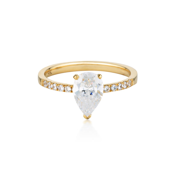 Georgini Pear Cut And Round Brilliant 1.50ct Engagement Ring in 9ct Yellow Gold