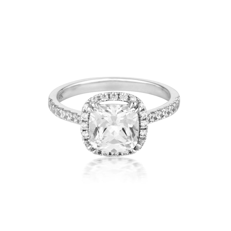 Georgini Cushion Cut Halo 1.50ct Moissanite Engagement Ring in 9ct White Gold