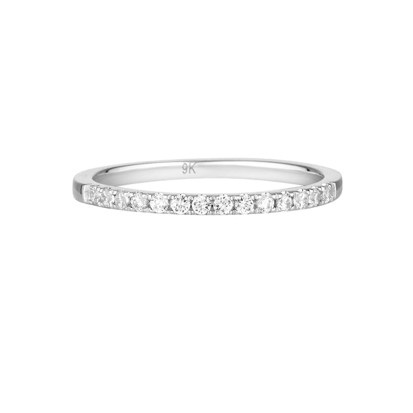 Georgini Round Brilliant Cut Moissanite Wedding Band in 9ct White Gold