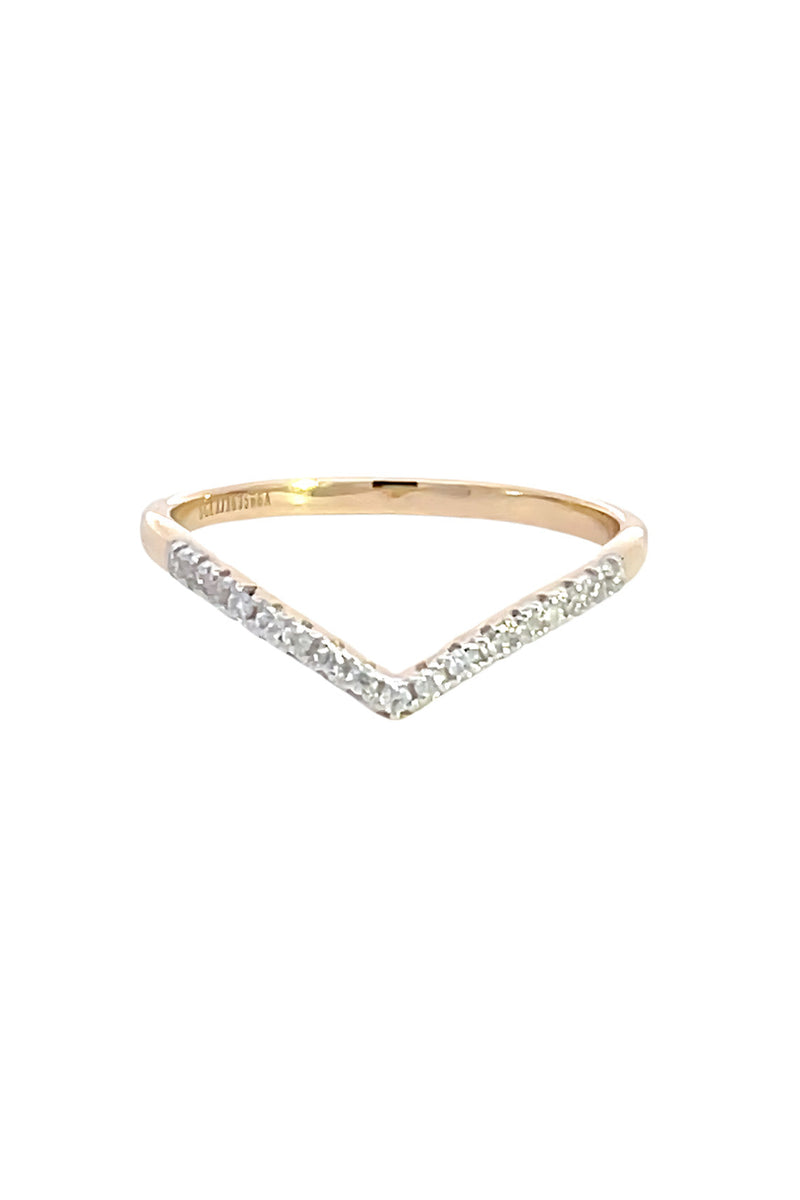 Georgini Round Brilliant Cut Moissanite Wishbone in 9ct Yellow Gold Ring