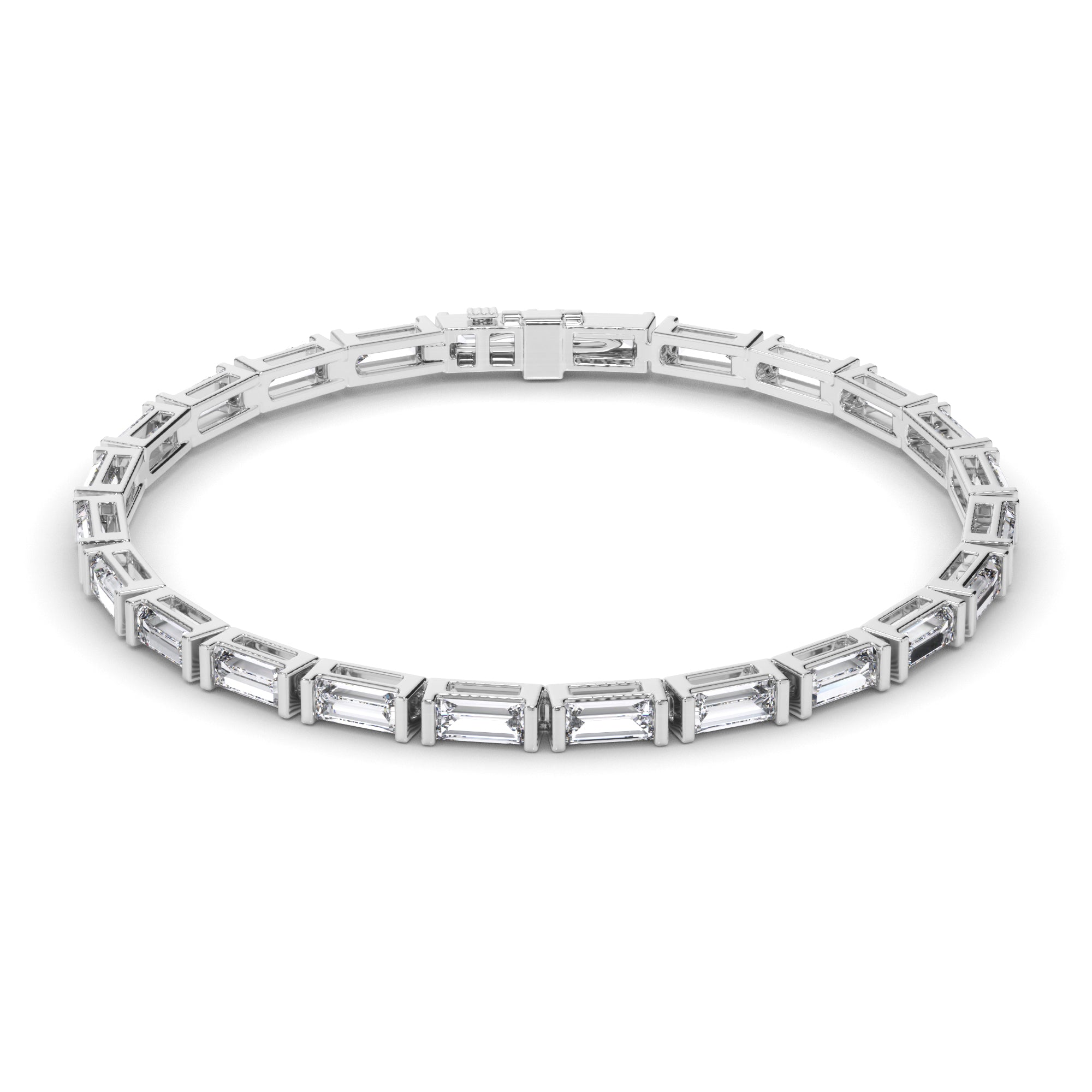 Baguette Cut Laboratory Grown Diamond Tennis Bracelet
