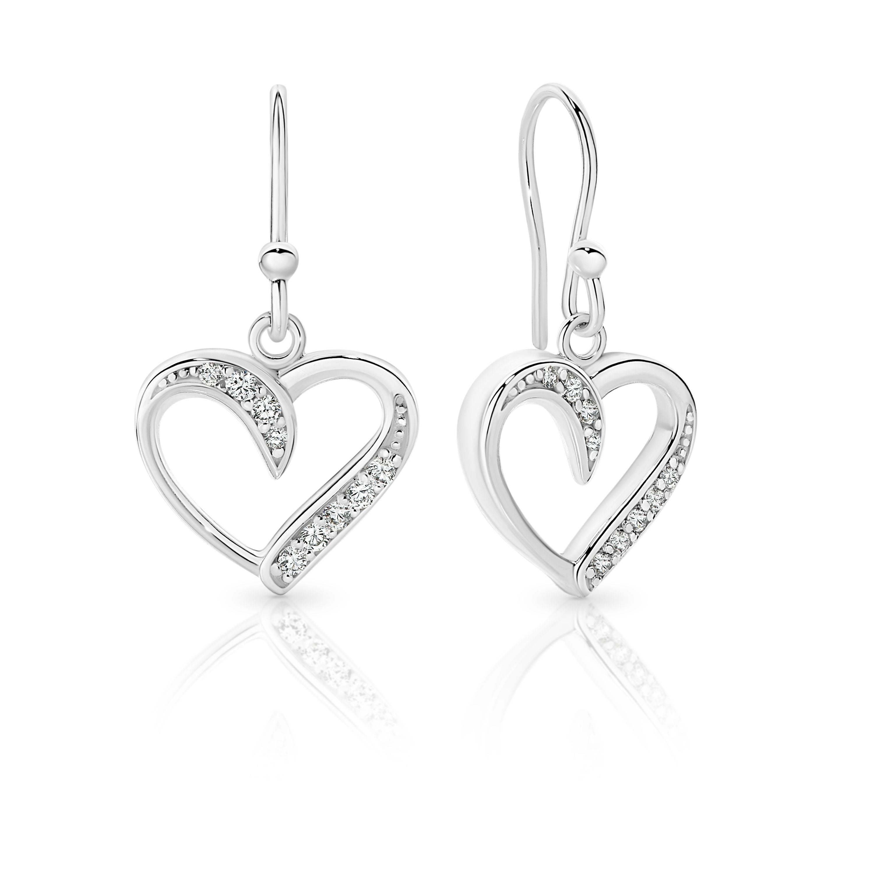 Silver CZ Heart Earrings