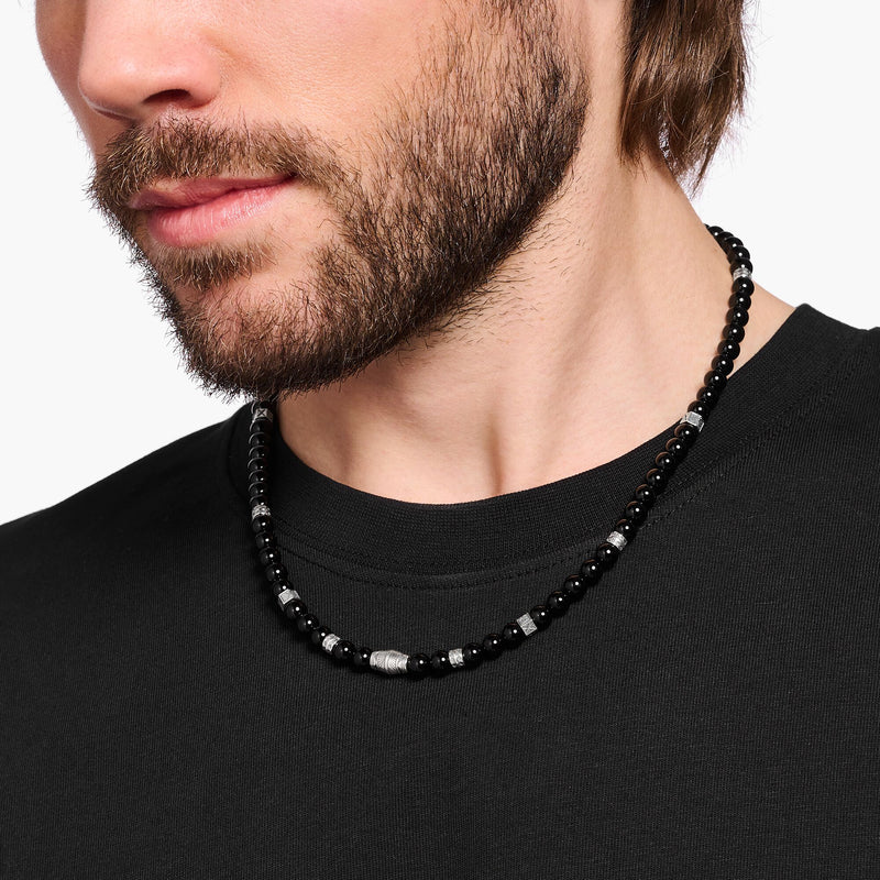 THOMAS SABO Tiger's Eye Black Bead Necklace