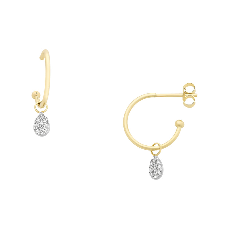 9ct Gold Cubic Zirconia Hoop Stud Earrings