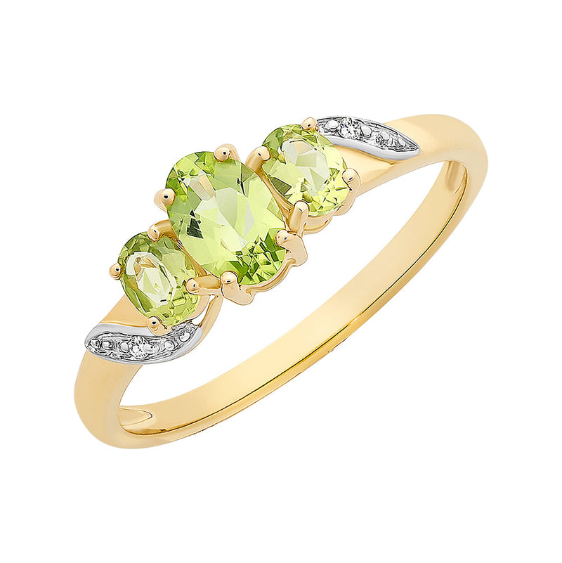 9ct Gold Peridot & Diamond Ring