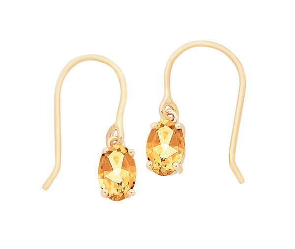 9ct Gold Citrine Drop Earrings