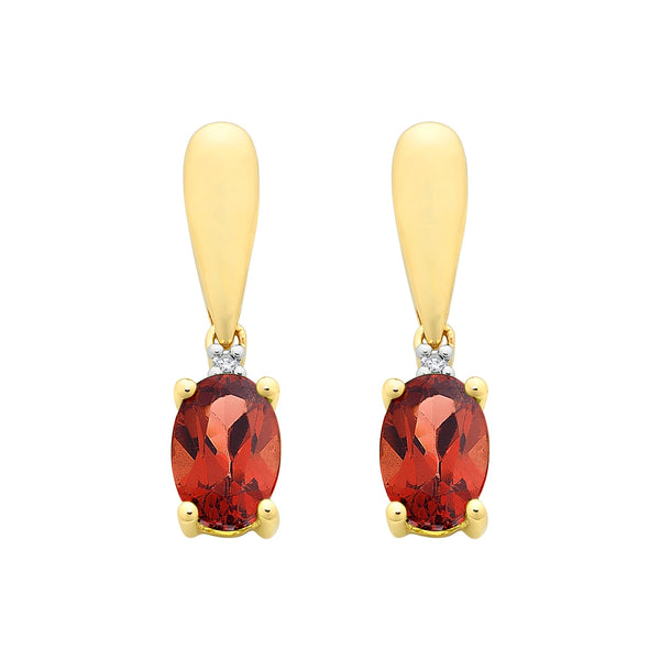 9ct Gold Garnet & Diamond Earrings