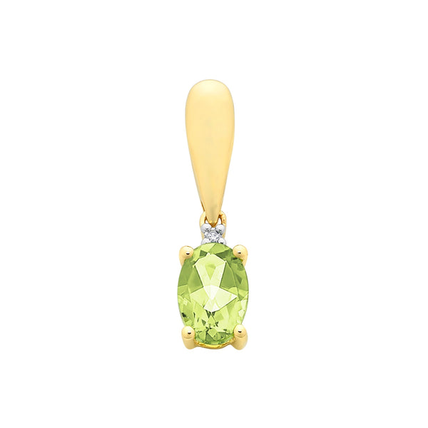 9ct Gold Peridot & Diamond Pendant