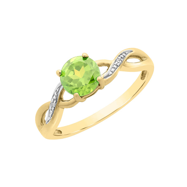 9ct Gold Peridot & Diamond Ring