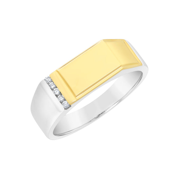 9ct Gold & Sterling Silver Gents Ring with Diamond