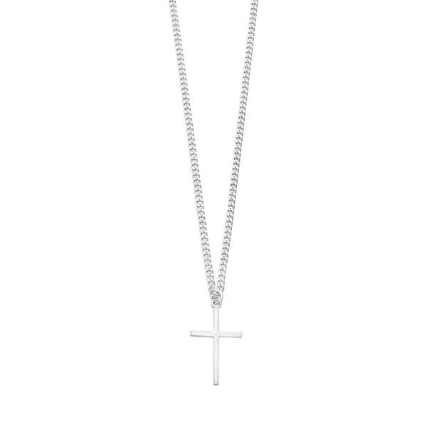 Sterling Silver Cross & Chain In 50cm