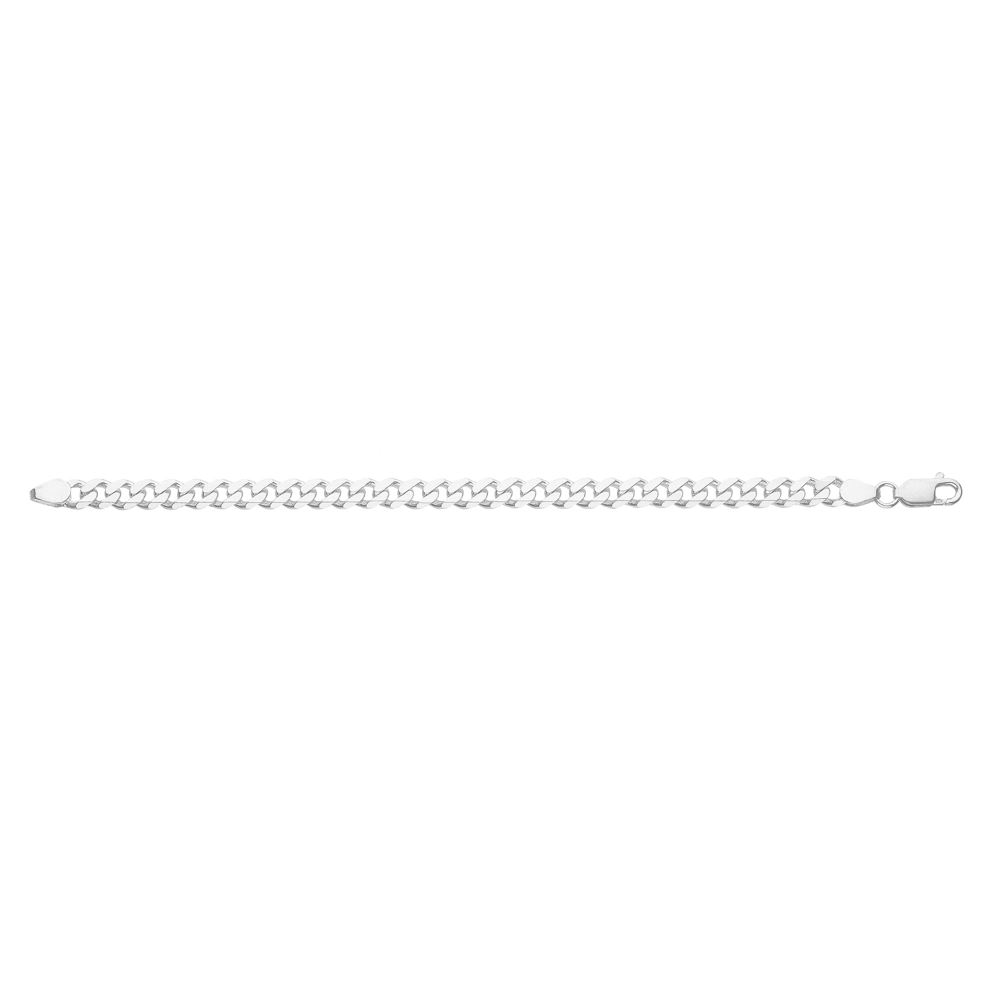 Sterling Silver Curb Bracelet In 21cm