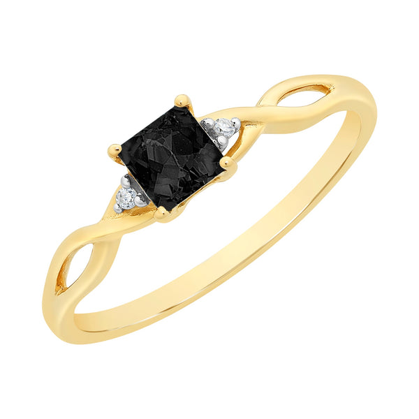 9ct Gold Natural Sapphire & Diamond Ring