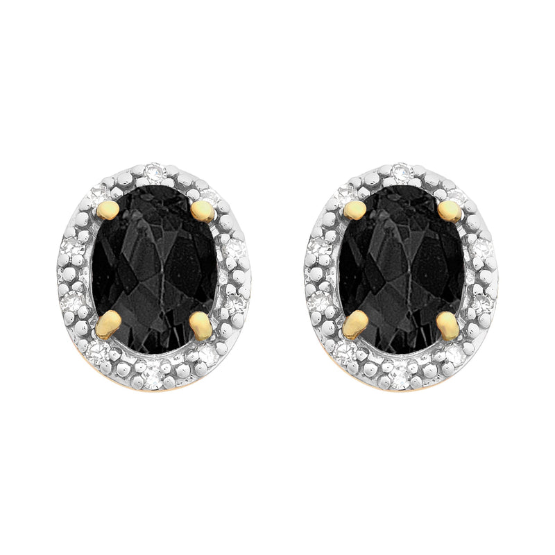 9ct Gold Natural Sapphire & Diamond Earrings