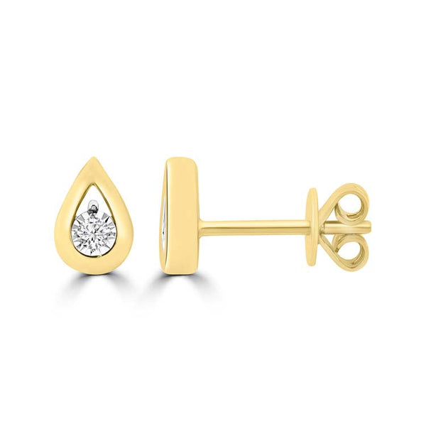 Diamond Stud Earrings with 0.057ct Diamonds in 9ct Yellow Gold