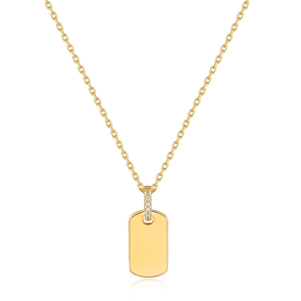 Gold Glam Tag Pendant Necklace