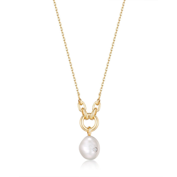 Ania Haie Gold Pearl Sparkle Pendant Necklace