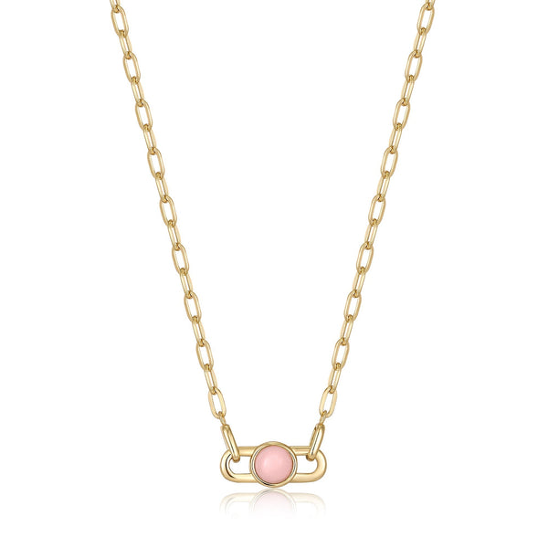 Ania Haie Gold Orb Rose Quartz Link Necklace