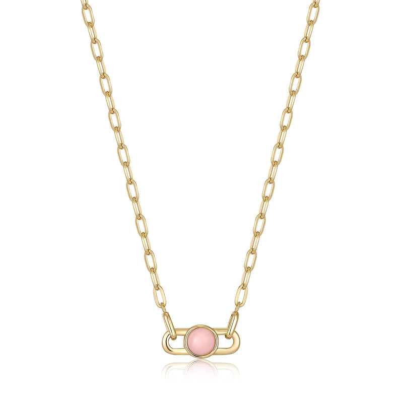 Ania Haie Gold Orb Rose Quartz Link Necklace