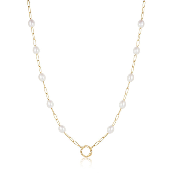 Ania Haie Gold Pearl Chain Charm Connector Necklace