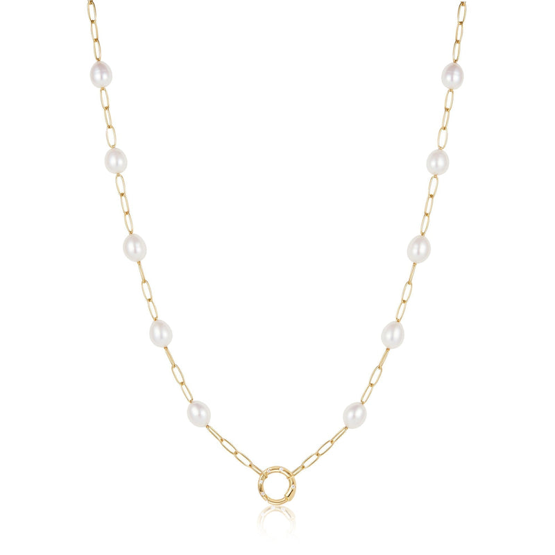 Ania Haie Gold Pearl Chain Charm Connector Necklace