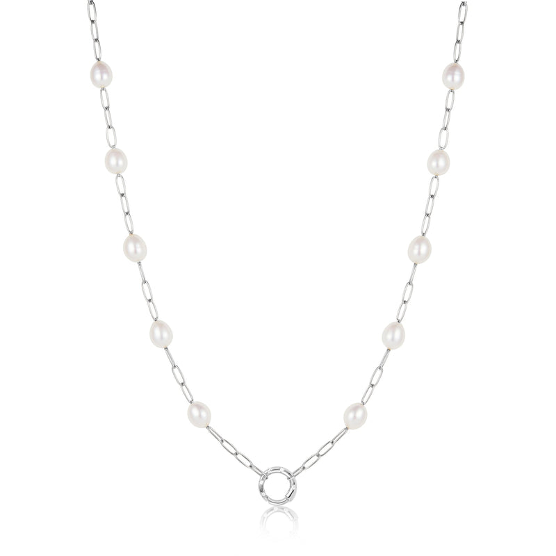 Ania Haie Silver Pearl Chain Charm Connector Necklace